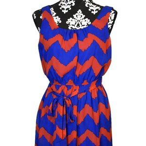 As U Wish Blue and red Chevron chiffon dress